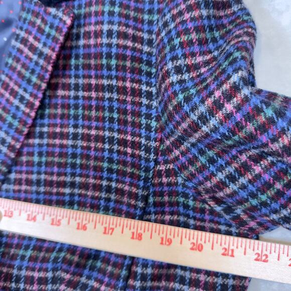 Talbots Blazer Women 16 Blue Mistletoe Plaid Shetland Wool True Classic Timeless - Picture 15 of 16